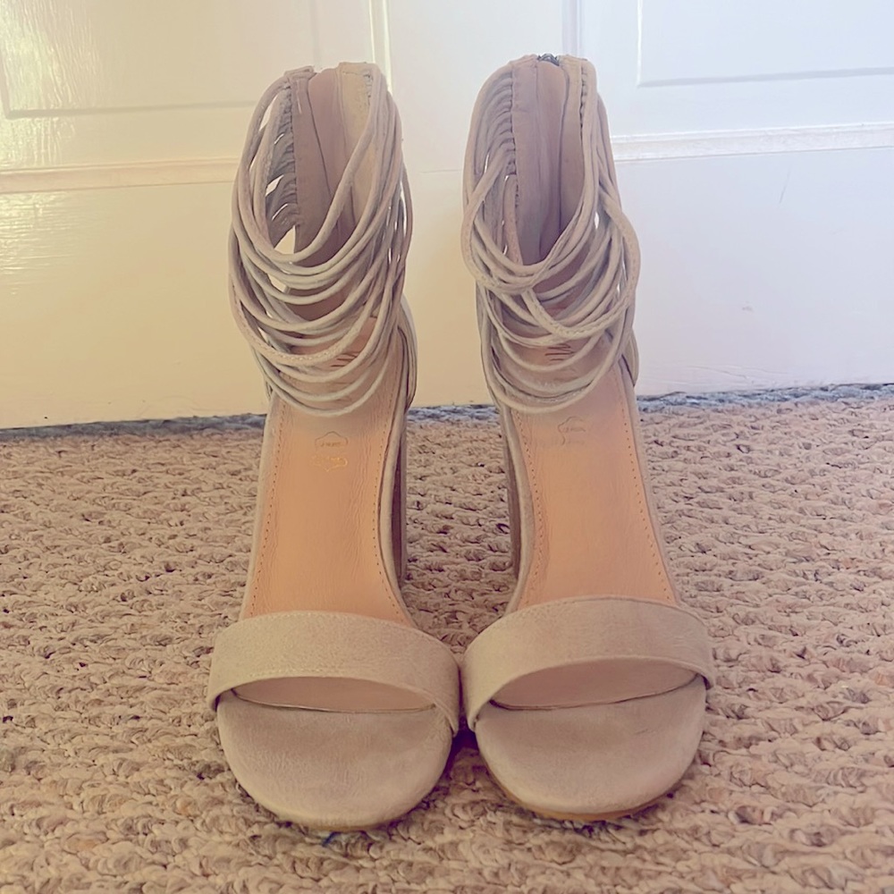 Open toe block heels
